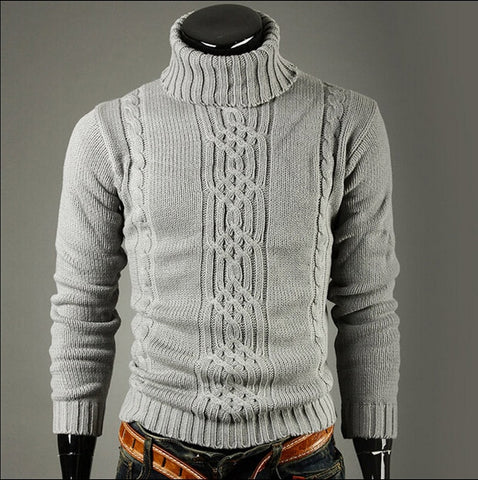 Men'S Sweater Jacquard Hedging Men'S Turtleneck Solid Casual Sweater Pullover Male Brand Men's Slim Sweaters Knitted Pullovers