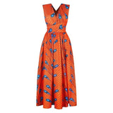 Fadzeco New african dresses for women Clothes Patterns Ankara Dashiki Outfits African Print Jumpsuit Hem Maxi Dress Front Slit