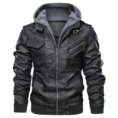 Men Leather Jacket Casual Motorcycle Genuine Leather Hooded Jacket 2020 New Male Oblique Zipper European size jaqueta couro