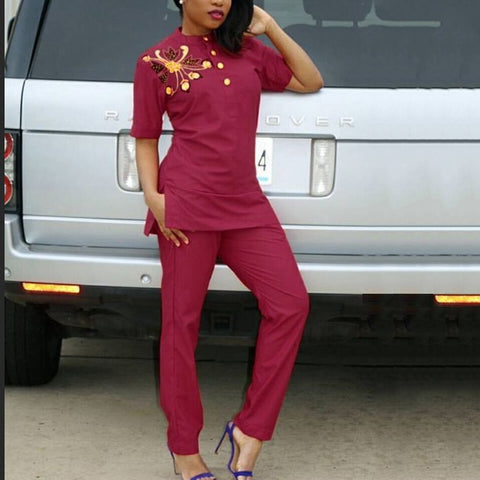 H&D dashiki african women suits tops shirt pant outfit suit two 2 pieces set africa lady clothes riche clothing
