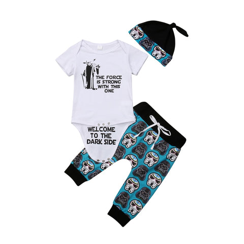 Short Sleeve Romper Tops Skull Pants Leggings 3pcs Outfit