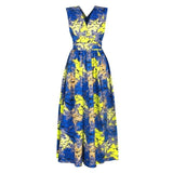 Fadzeco New african dresses for women Clothes Patterns Ankara Dashiki Outfits African Print Jumpsuit Hem Maxi Dress Front Slit
