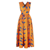 Fadzeco New african dresses for women Clothes Patterns Ankara Dashiki Outfits African Print Jumpsuit Hem Maxi Dress Front Slit