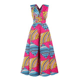 SUNGIFT African Clothes For Women Dashiki Sleeveless and Wide Leg Pants Suit Sexy Backless Print Suit 2019 New Fashion Jumpsuit