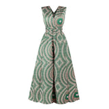 SUNGIFT African Clothes For Women Dashiki Sleeveless and Wide Leg Pants Suit Sexy Backless Print Suit 2019 New Fashion Jumpsuit