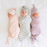 2 Pcs/set Baby Swaddle Blanket + Cap Cotton Stripe