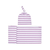 2 Pcs/set Baby Swaddle Blanket + Cap Cotton Stripe