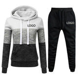 2020 New Brand Tracksuit Women Pant 2 Piece Sets Woman Sportswear Fleece Thick Hoody+Pants Sport Suits Custom Logo