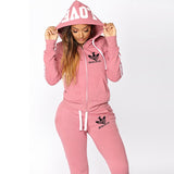 2020 Tracksuit Women Set Harajuku Clothes Letter Love Hooded Sweatshirt Zipper Hoodie Pants Two Piece Set Ensemble Femme Suits
