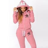 2020 Tracksuit Women Set Harajuku Clothes Letter Love Hooded Sweatshirt Zipper Hoodie Pants Two Piece Set Ensemble Femme Suits