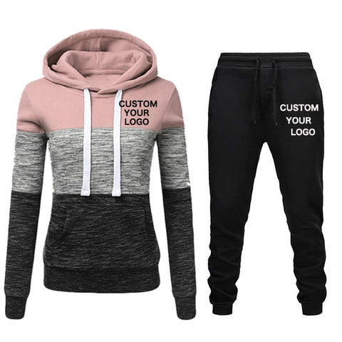 2020 New Brand Tracksuit Women Pant 2 Piece Sets Woman Sportswear Fleece Thick Hoody+Pants Sport Suits Custom Logo