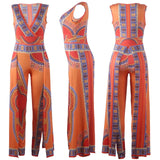 Fashion 2020 African Clothes Dashiki Print Ankara Jumpsuit Plus Size Ethnic Sleeveless African Dresses for Women Split Pants