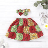 Girls African Fashion Style Dashiki 5Colors Printed Summer Skirt with Headband Children National Cotton Africa Clothes