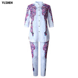 African Dresses for Women 2 Piece Set Dashiki Print Hot Drilling African Clothes Bazin Broder Riche Fashion Robe Africaine Femme