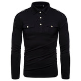 Spring Autumn Fashion Men Casual Long Sleeve Polo Shirts Cotton Pockets Men's Outwear Shirts Business Streetwear Shirts For Male