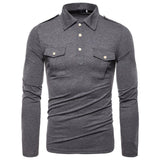 Spring Autumn Fashion Men Casual Long Sleeve Polo Shirts Cotton Pockets Men's Outwear Shirts Business Streetwear Shirts For Male
