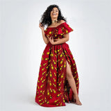 2020 News Ankara Style African Clothes Dashiki Print Top Skirts Fashion Feather Party African Dresses for Women Robe Africaine
