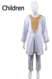 H&D 2020 mens clothes african clothing for men and women couple dress white bazin dashiki embroidery kid boy family clothes 3033