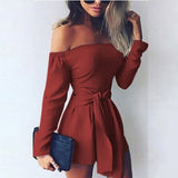 GAOKE Women Off Shoulder Clubwear Summer Playsuit High Waist Lace-up Bodycon Party Jumpsuit Romper Trouser Short Pants