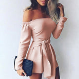 GAOKE Women Off Shoulder Clubwear Summer Playsuit High Waist Lace-up Bodycon Party Jumpsuit Romper Trouser Short Pants