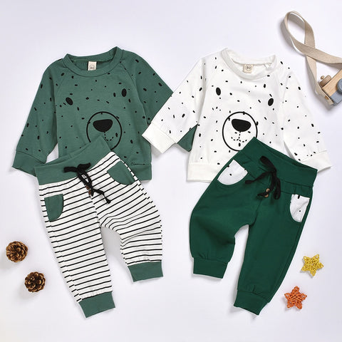 Newborn Clothes Cartoon Bear Sweatshirt Tops + Pants