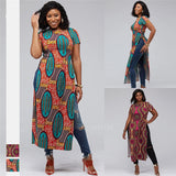 Fashion 2020 African Clothes Dashiki Split Ankara Style Robe africaine Vestido African Dresses for Women Shirts Ladies Plus Size