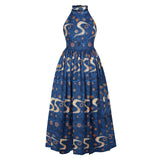 Fashion 2020 Sleeveless African Dresses for Women Sexy Dashiki Print Long Robe Halter Ladies Ankara Africaine Plus Size Clothing
