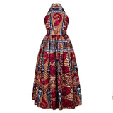 Fashion 2020 Sleeveless African Dresses for Women Sexy Dashiki Print Long Robe Halter Ladies Ankara Africaine Plus Size Clothing