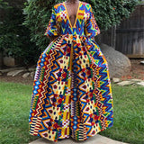 Women Jumpsuit 2020 African Dresses For Women Wide Leg Pants V-neck Blouse Trousers Dashiki Print African Clothes Vestios Robes