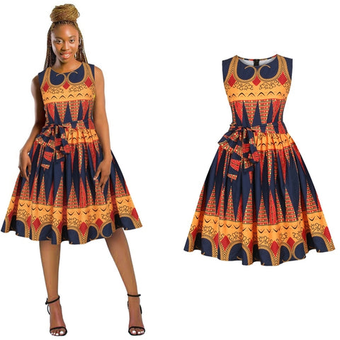 African Clothes Dresses Women Sleeveless Dress Dashiki Print Short Summer Skirts 2020 News Fashion Skirt Set Casual Outfits