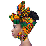 17Colors African Ankara  Fabric Headtie Scarf Earring 2Pcs Set  Dashiki