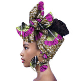 17Colors African Ankara  Fabric Headtie Scarf Earring 2Pcs Set  Dashiki