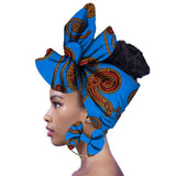 17Colors African Ankara  Fabric Headtie Scarf Earring 2Pcs Set  Dashiki