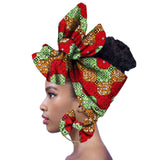 17Colors African Ankara  Fabric Headtie Scarf Earring 2Pcs Set  Dashiki
