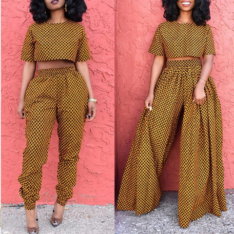 Women Sexy African Clothes 2 pieces Set (Tops+Skirts) Dashiki Print African Dress Party African Dresses for Women Robe Africaine