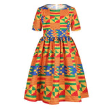 African Clothes 2020 Dashiki Print Baby Girl Summer Kids Short Sleeve Ankara Dress Fashion Clothing African Dresses for Women