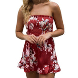 GAOKE Women Off Shoulder Clubwear Summer Playsuit High Waist Lace-up Bodycon Party Jumpsuit Romper Trouser Short Pants