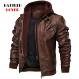 Men Leather Jacket Casual Motorcycle Genuine Leather Hooded Jacket 2020 New Male Oblique Zipper European size jaqueta couro