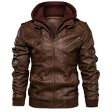 Men Leather Jacket Casual Motorcycle Genuine Leather Hooded Jacket 2020 New Male Oblique Zipper European size jaqueta couro
