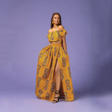Maxi Skirt & Off-Shoulder Crop Top/Skirt Set for Woman African Ankara Dashiki Clothes Boho Split Sexy Dress Casual Outfits
