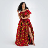 Maxi Skirt & Off-Shoulder Crop Top/Skirt Set for Woman African Ankara Dashiki Clothes Boho Split Sexy Dress Casual Outfits