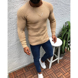 Men's Knitted Sweater Pullovers Streetwear Tops Pleated Casual Slim Fit  All-match Knitwear Male Autumn Winter Fashion Clothing