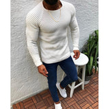 Men's Knitted Sweater Pullovers Streetwear Tops Pleated Casual Slim Fit  All-match Knitwear Male Autumn Winter Fashion Clothing