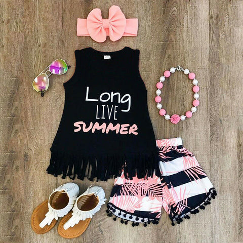 Baby Girls Sleeveless T Shirt + Shorts Pants