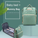2 in1 Multifunctional Diaper Bag Backpack Travel Portable Large Capacity Shoulder Mommy Folding Crib Bags Waterproof Pack