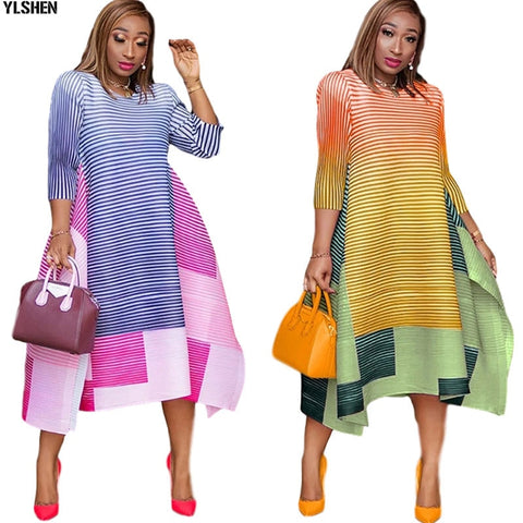 African Loose Dresses For Women 2020 Plus Size Africa Dress African Clothes Stripe Print Dashiki Dress Ankara Africa Clothing