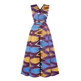 6Color Women African Clothes Print Pants Set Jumpsuits Sexy Dress News Wide Leg Trousers Rompers Back Festival Danshiki Vestidos