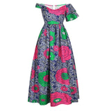 Summer Dress Fashion Ladies African Clothes Shoulder Off Maxi Dashiki African Dresses for Women Big Swing Long Robe Africaine