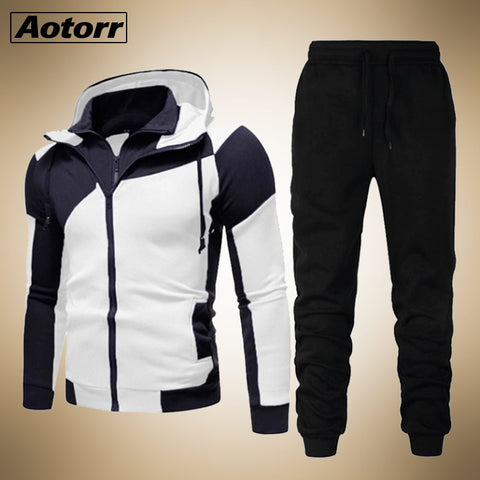 New Men's Autumn Winter Sets Zipper Hoodie+pants Two Pieces Casual Tracksuit Male Sportswear Gym Brand Clothing Sweat Suit 2020