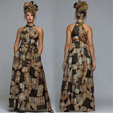 Summer Fashion Ladies African Clothes 2020 Sleeveless Halter Dashiki Print Plus Size Sexy African Dresses for Women Party Retro